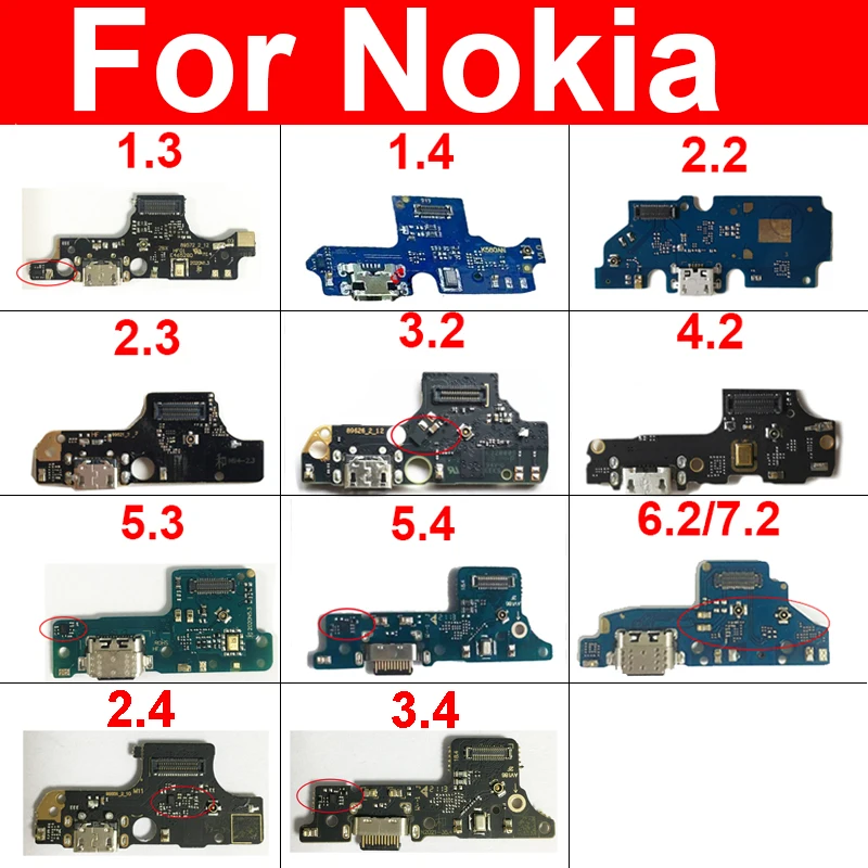 Microphone Usb Charger Board For Nokia 1.3 1.4 2.2 2.3 2.4 3.2 3.4 4.2 5.3 5.4 6.2 7.2 USB Charging Port Board Connector Parts