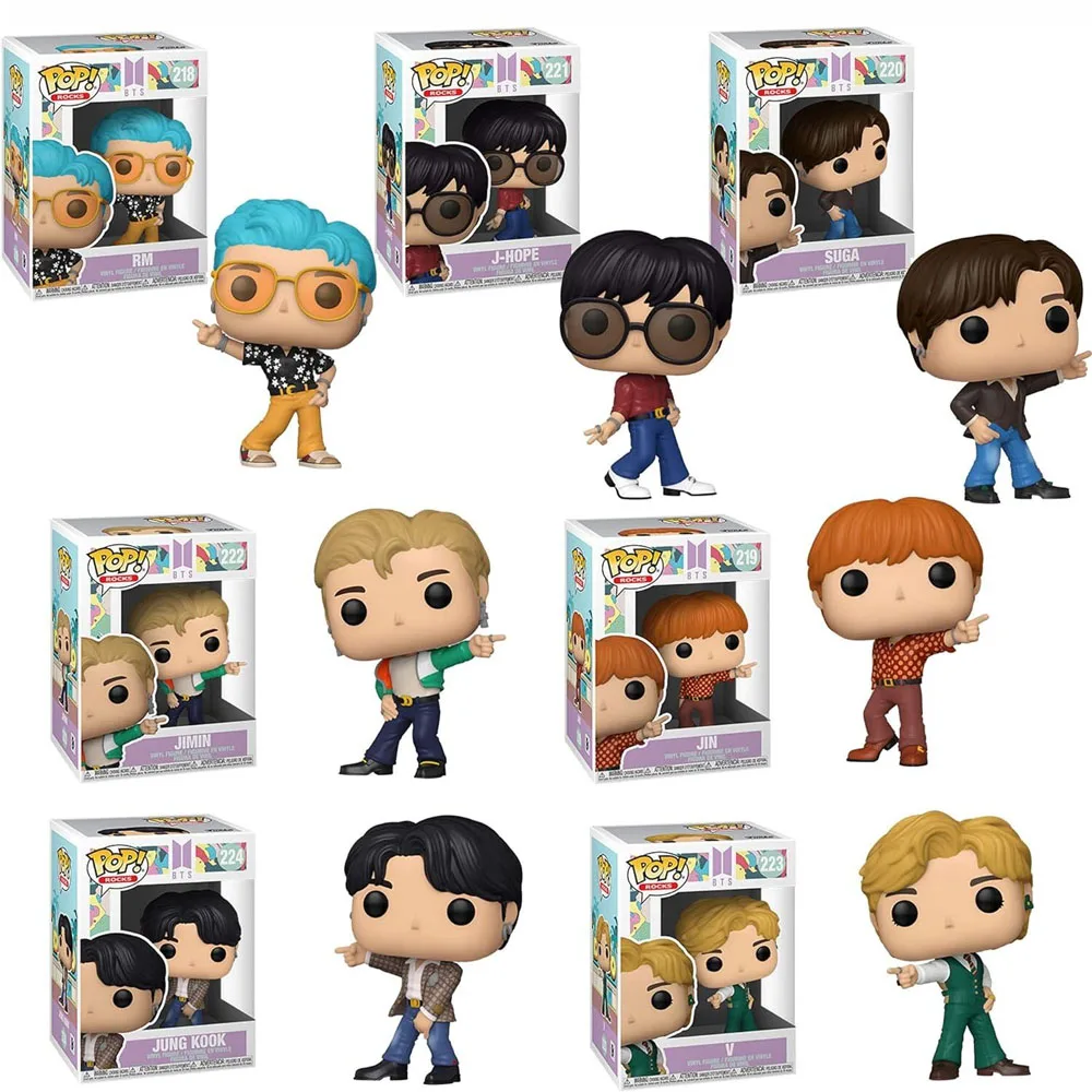 Funko Pop RM #218 Jin #219 Suga #220 J-Hope #221 Jimin #222 Jung Kook #224 V #223 Vinyl Action Figure Toy Gifts for Kids