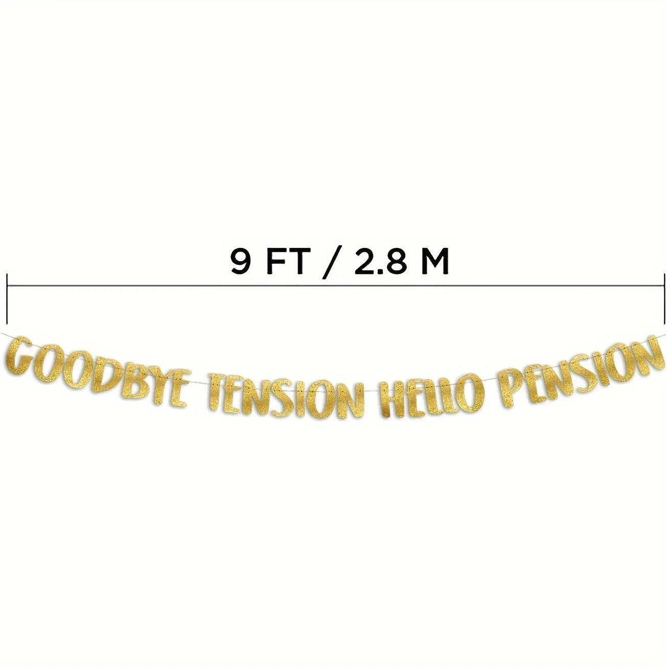 Goodbye Tension Hello Pension Gold Glitter Banner-Retirement Party Supplies,  retirement party decorations，Gifts and Decorations