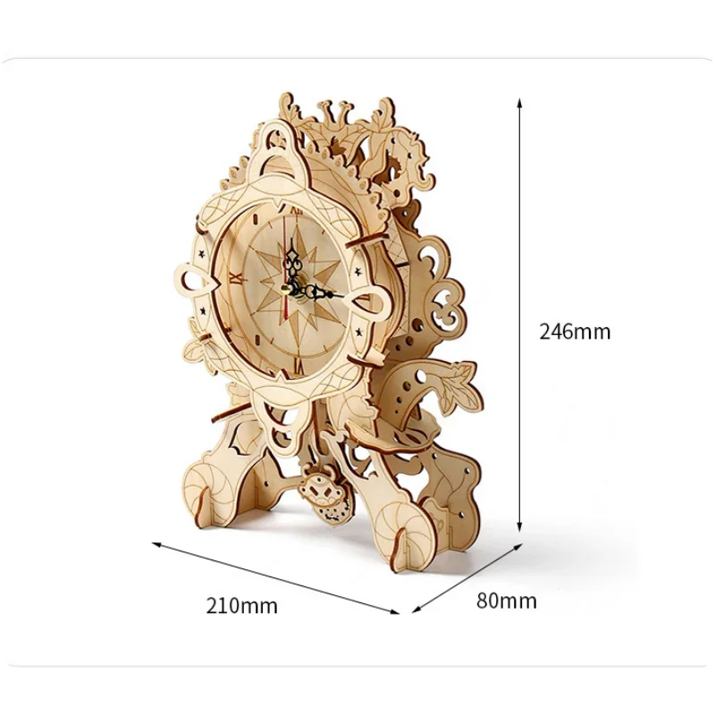 Puzzle 3D en Bois à Faire Soi-Même, Horloge Européenne, Modèle de Nuit de Construction, Analyste d'Assemblage, Jouet pour Enfant et Adulte, Cadeaux