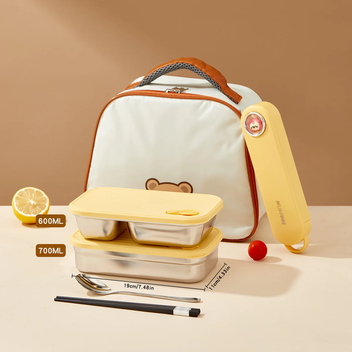 304 roestvrijstalen Bento-box met deksel Draagbare verzegelde verdeelde lunchbox voor kinderen Student School Fruitsalade Lunchcontainer