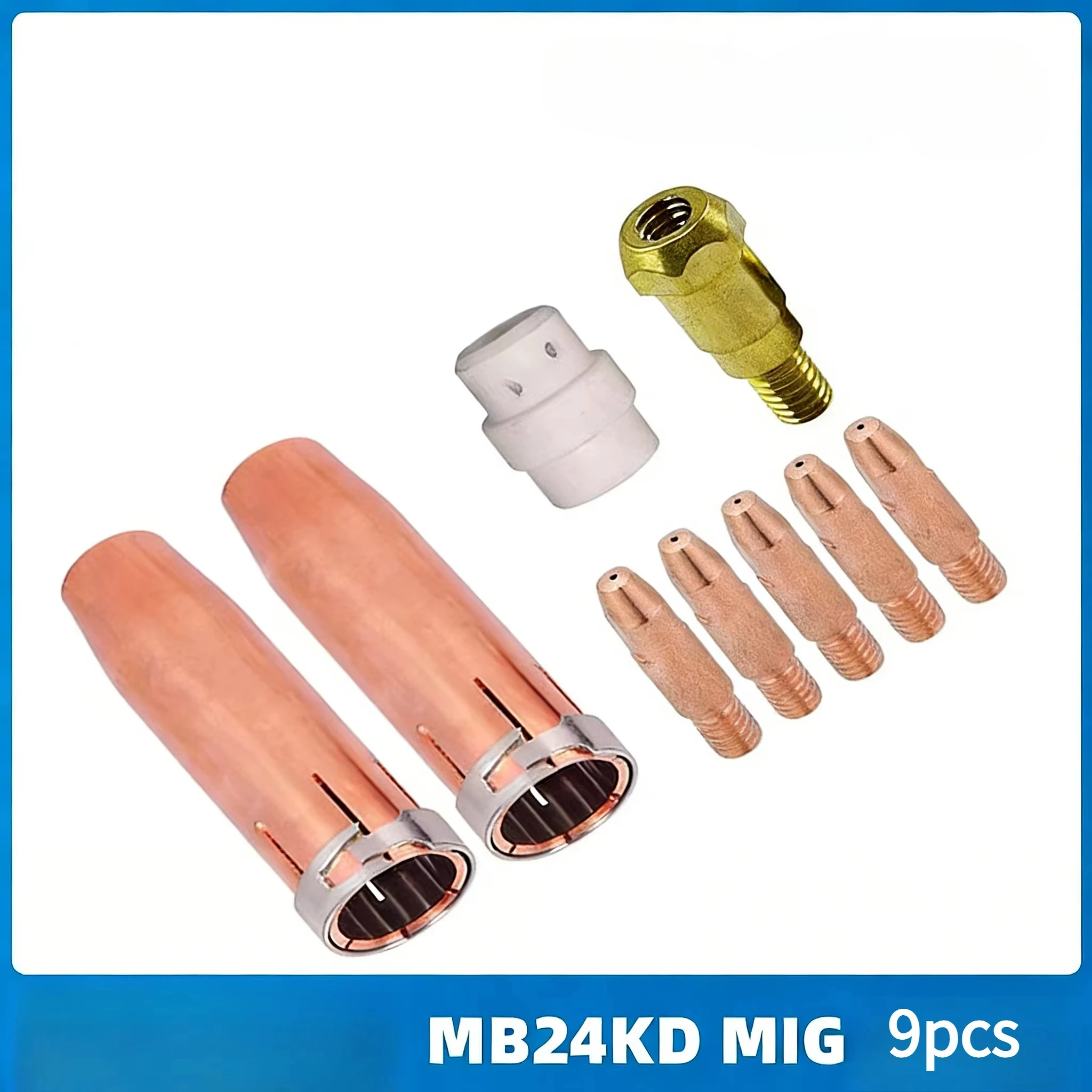 MB24KD Protective Nozzle, Gas Shielded Welding Gun Accessories, MIG Distributor, 24KD Protective Sleeve, 9PCS Conductive Nozzle