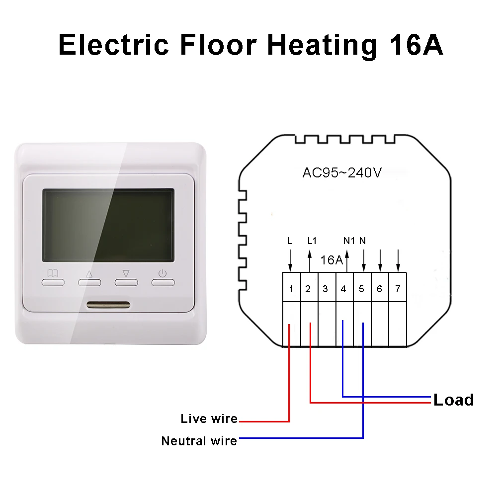 Thermostat E51.716 LCD screen programmable thermostat 16A underfloor heating for EU standard EAC