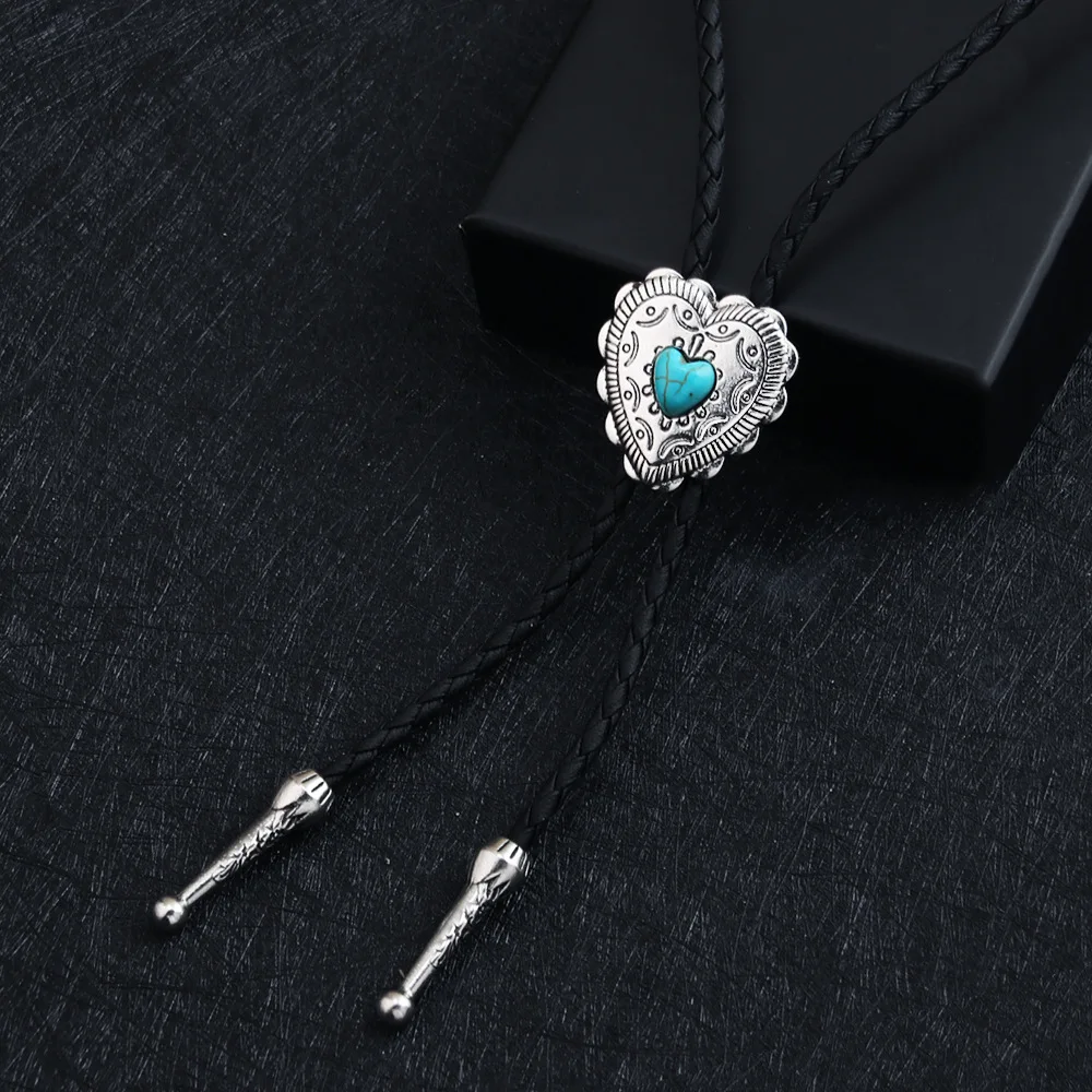 فاسق الدنيم قابل للتعديل بولو التعادل المعلقات قلادة عصرية وشخصية الحب الأزرق الفيروز الجلود حبل سترة سلسلة #2