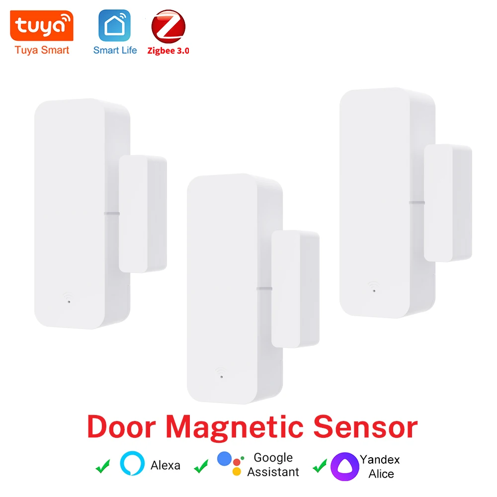 

Умный датчик открытия/закрытия двери Tuya Zigbee, контактный датчик, детектор открытия/закрытия, сигнализация для умного дома, защита от взлома, совместим с Alexa и SmartLife