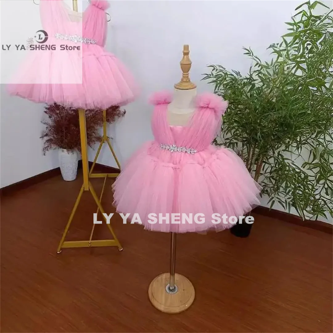 Flower Girl Dresses  A-line Skirt Appliques Sequin With Tailing Long Sleeve For Wedding Birthday Banquet Princess Gowns