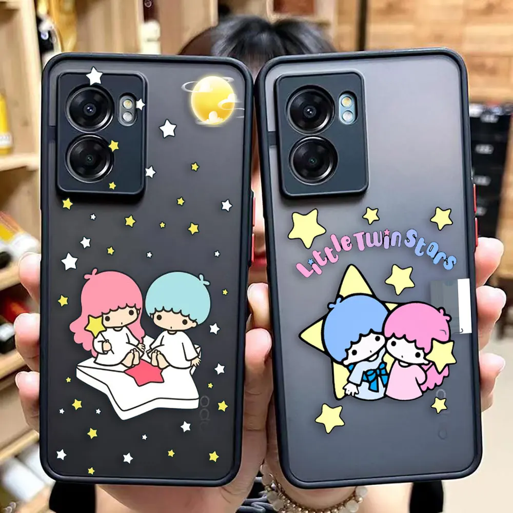 Matte Phone Case for OPPO A95 A94 A93 A92 A92S A78 A74 A73 A72 A57 A55 A54 A53 A17 4G 5G Case Japanese S-Sanrio Little Twin Star