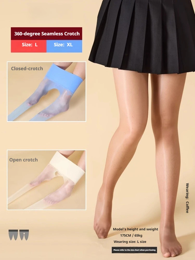Seamless 5D Ultra-Thin Pantyhose for Women Sexy Tight Fit Oil-Shiny Transparent Stockings Breathable Tear-Resistant Clubwear