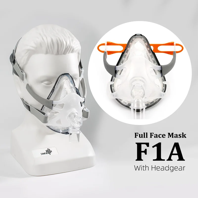 Máscara Facial Completa F1A BMC para Máquina CPAP BiPAP, Máscara Completa para Apnea del Sueño, Cepillo de Limpieza Adicional, Máscara para Resmed CPAP con Sello Suave