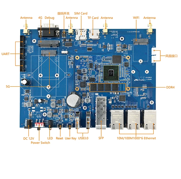 Placa de desarrollo de OK1043A-C3 serie LS1043, placa de Control Industrial, 5G, 10Gb, Gateway, USB3.0
