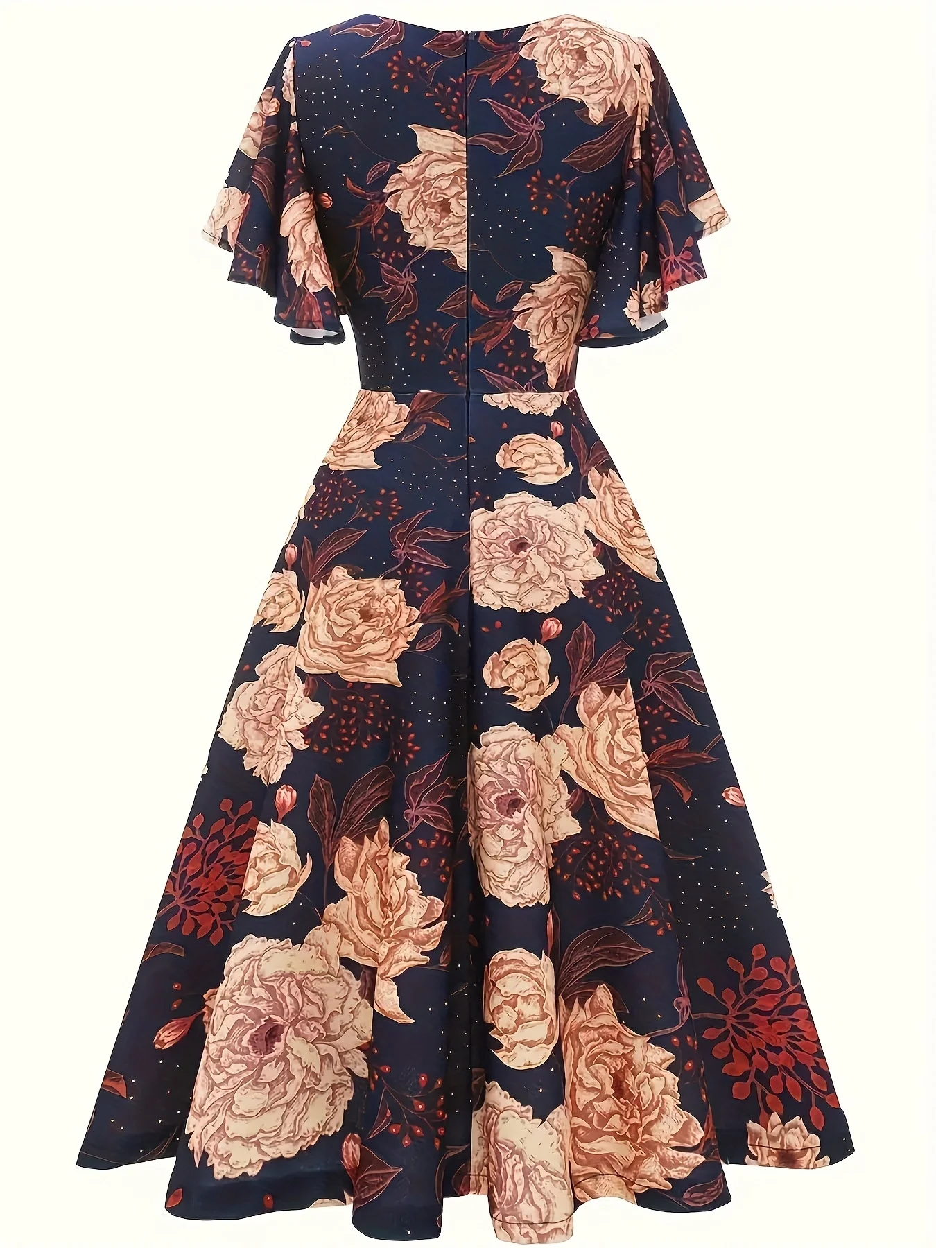 Plus Size Summer Women Maxi Dress Casual Floral Print Floating-Sleeve Dresses Retro V-Neck A-Line Dress Vestidoes Mujer