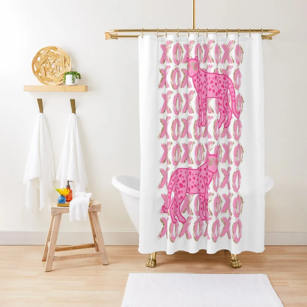 

Pink and Gold Cheetahs Shower Curtain In The Bathroom For Bathrooms Toilet Accessories Bathroom Curtain