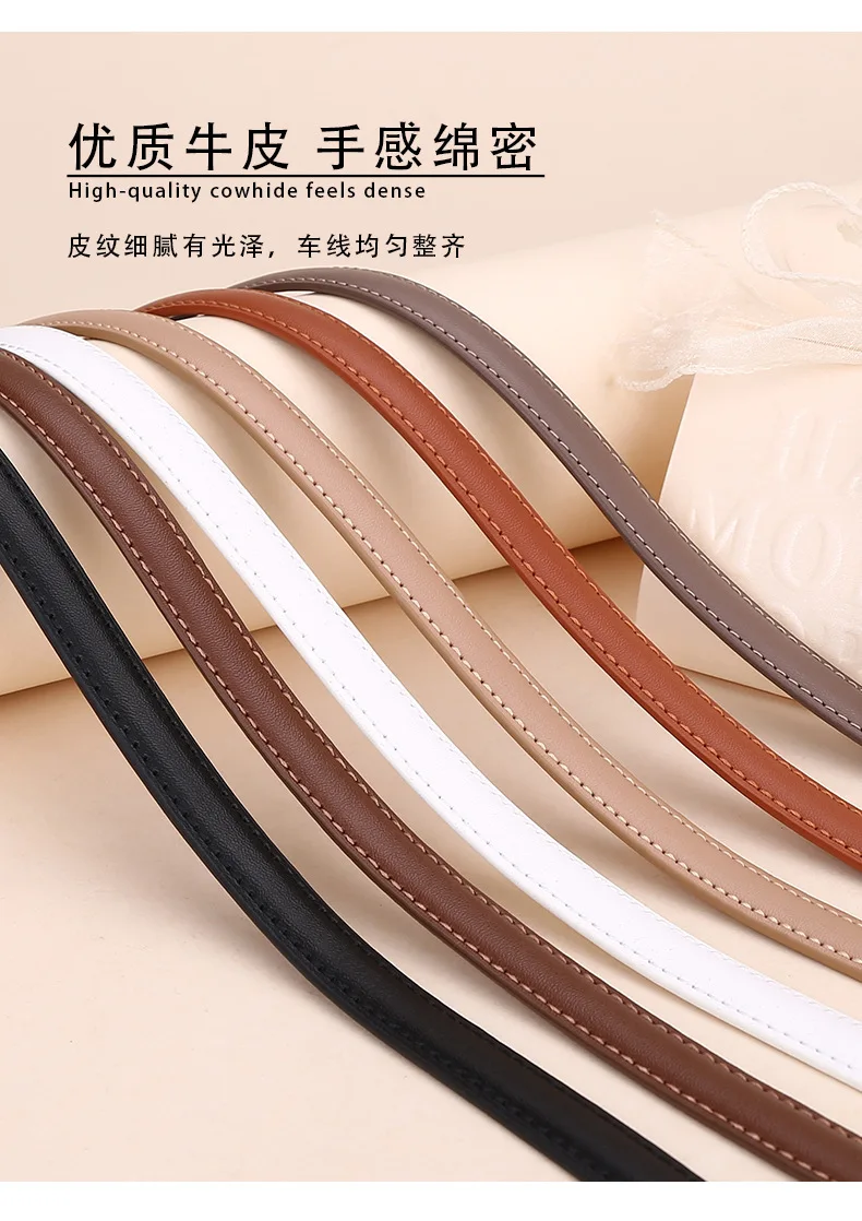 Damen-Gürtel aus Rindsleder, Vielseitiger Minimalistischer Hosen-Gürtel, Eleganter Taillengürtel, Hochwertiger Weißer Seilknoten, Nischen-Stil – Detail 7