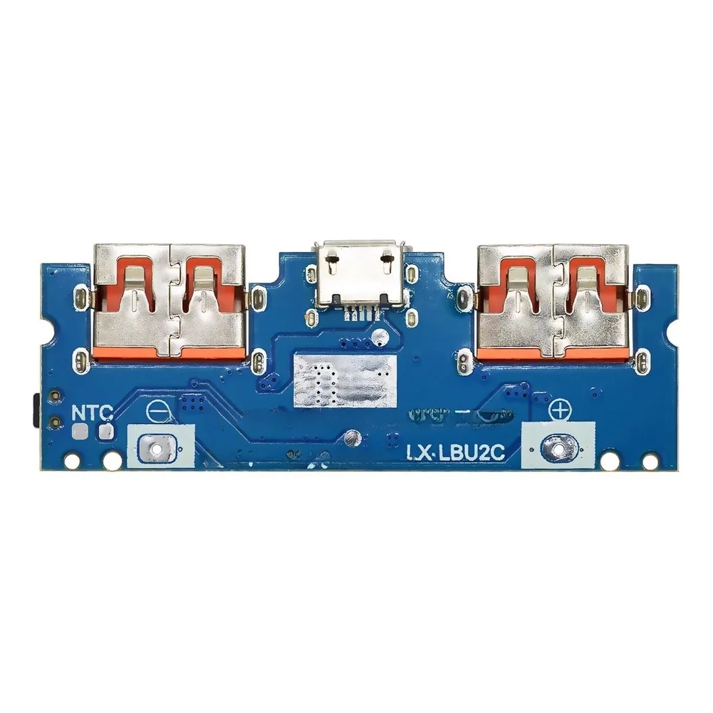 2.4A Max Dual USB Output Power Bank PCB Board 5V Fast Charging Circuit for 3.7V Li-ion Battery Solder Connection