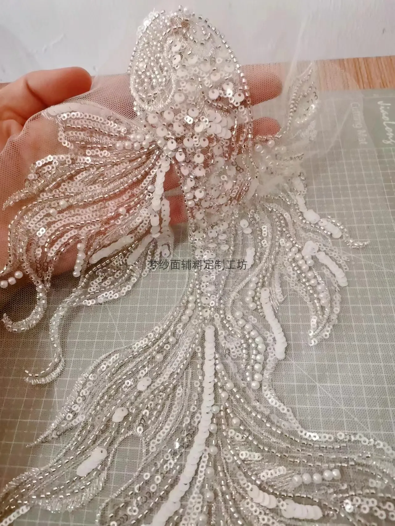 1 pz 3D fatto a mano pesce perline paillettes Patch Applique per fai da te Reapir 49*23CM