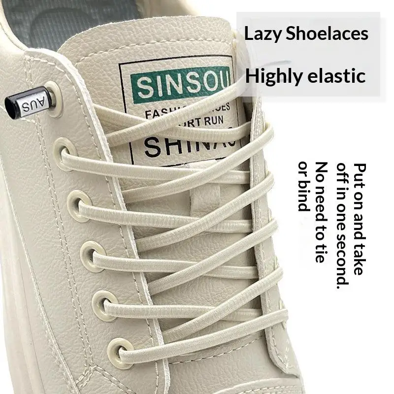 Elastic Lazy Shoelaces Thickened Round Quick Fit One Size Universal Sneaker Accessories For Adults Kids