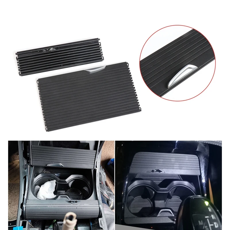 Car Inner Centre Console Water Cup Holder Slide Zipper Roller Curtain Blind Cover For-BMW X1 X2 F48 F49 F39