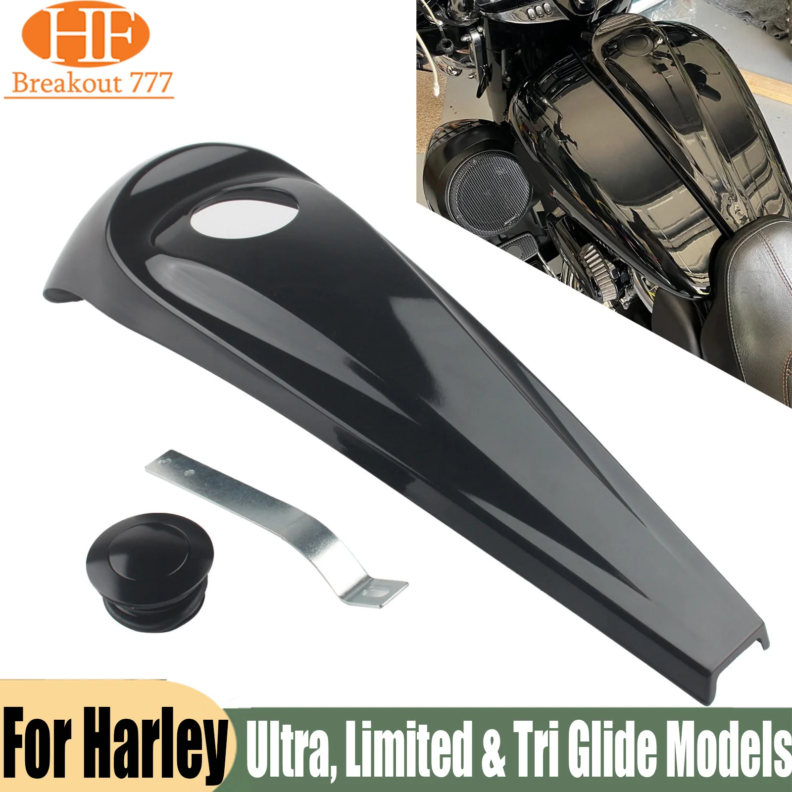 Motorcycle Tank Dash Oil Fuel Console Cover Vented Pop-up Gas Cap for 2008-2022 Ultra Limited & Tri Glide Models