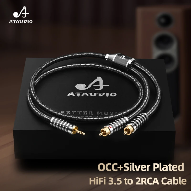 

HiFi кабель 3,5 мм на 2RCA OCC и посеребренный стерео 3,5 разъем на 2RCA штекерный адаптер-сплиттер для усилителя кабеля домашнего кинотеатра