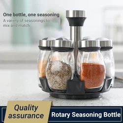 DIVEDEER Rotating Glass Spice Jar Home Spice Jar with Perforated Lid Kitchen Spice Jar BBQ Sauce Bottle