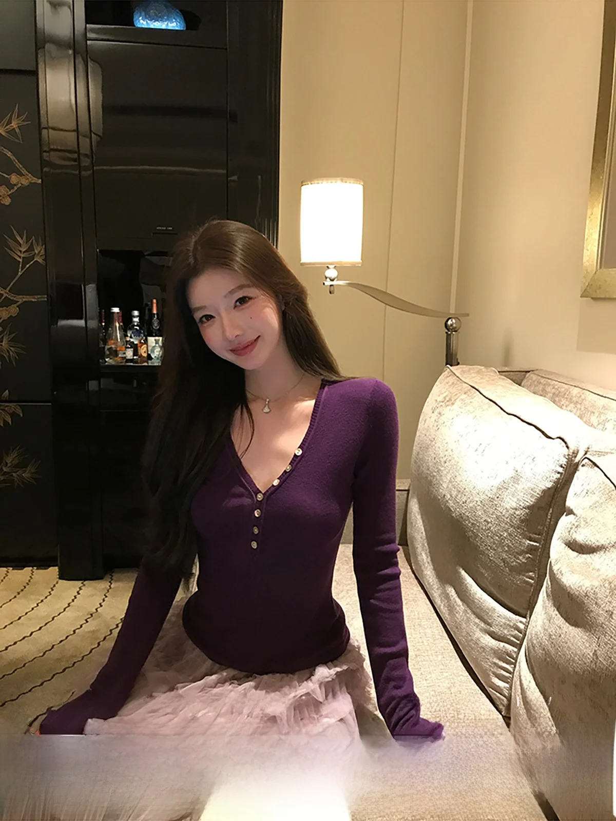 

Женский облегающий вязаный свитер YOLI из шерсти с V-образным вырезом, повседневный, осенний, мягкий трикотаж