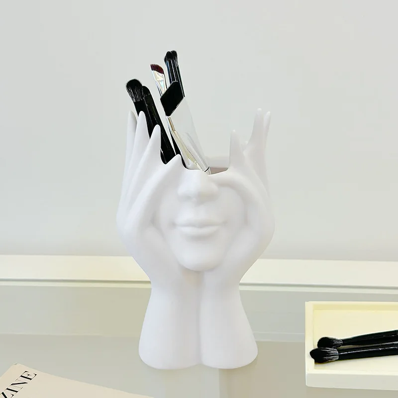 MULTIFUNCTION HUMAN BODY ART SHAPE STORAGE BARREL, DESKTOP MAKEUP BRUSH HOLDER, OFFICE DESK ORGANIZER PEN CONTAINER