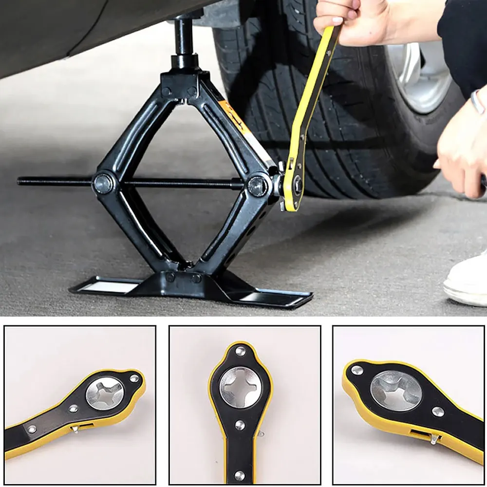 Llave de trinquete de gato automático, herramienta de reparación manual de acero tipo cruz, manija de lengüeta de rueda de neumático de garaje, herramientas de reparación automotriz de motocicleta, 1Pc