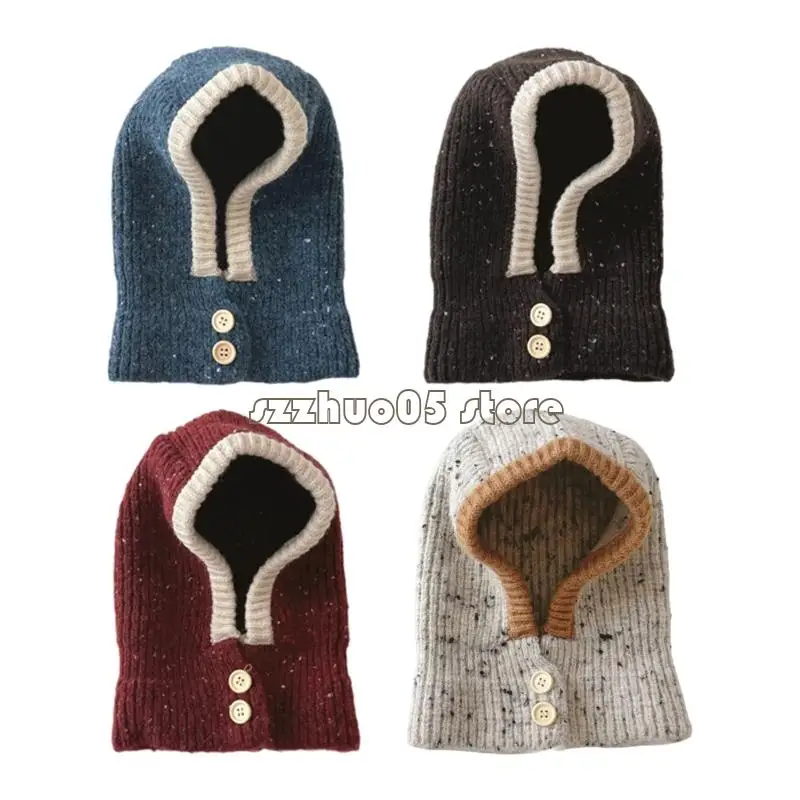 

M3GE Stretchy Cotton Childrens Winter Hat thermals Ear Cover Neck Warmer Fashion Headwear For Outdoor Activities