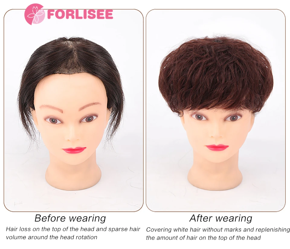 FOELISEE-peluca sintética para mujer, parche para la cabeza, pelo blanco cubierto, parche para el pelo, rizo corto Suelto