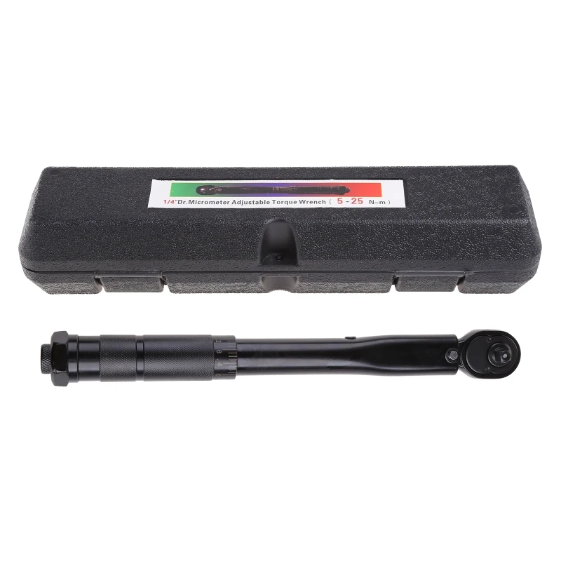 

1/4 Inch Torque Wrench with Storage Box 5-25NM Two-Way Precise Ratchet Wrench