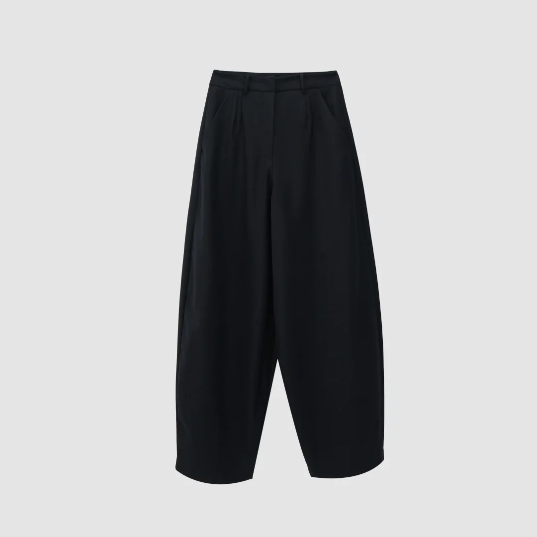 2026 Women's High Waist Barrel Leg Pants | Tailored Pleated Front Wide Leg Cropped Trousers