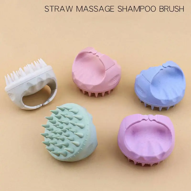 Scalp Brush Massager Sculp Scrubber Brush Wheat Straw Biodegradable Silicone Shampoo Brush Hair Scalp Massager Hairdressing Tool