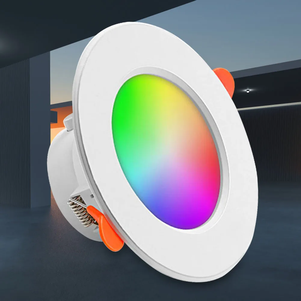 Tuya Downlight مصباح سقف LED موفر للطاقة، متوافق مع البلوتوث، التحكم في الهاتف المحمول، خفيف الوزن لـ Alexa Google Home