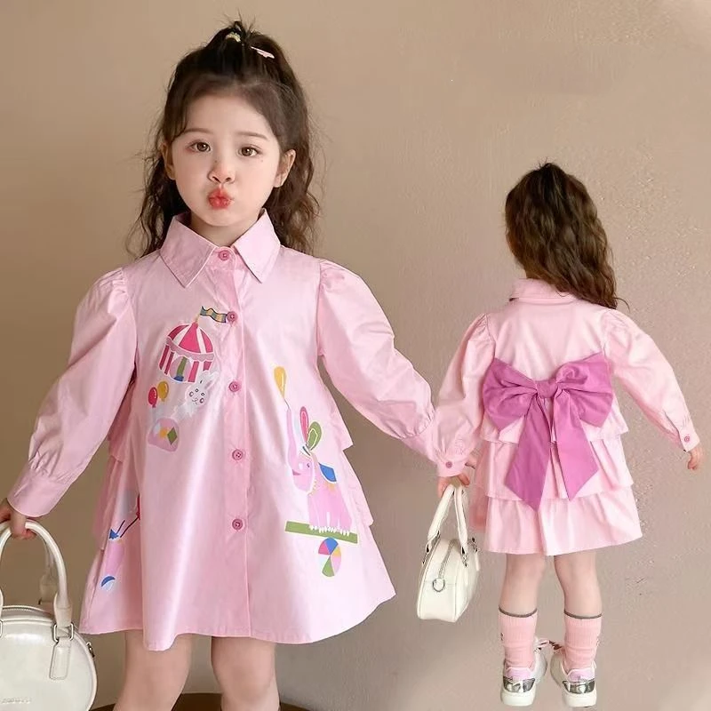 2-7T spring autumn children kids girls fashion cute full sleeve long shirt blouse