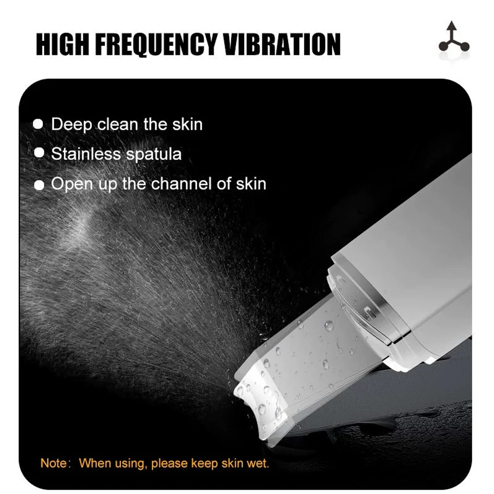 Épurateur de peau à ultrasons, dissolvant de points noirs, nettoyage en profondeur du visage, nettoyeur de pores à l'ions ultrasoniques, pelle pour le visage