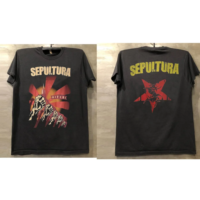 

Sepultura Burial Band American Heavy Metal Wind Cotton Short Sleeve T-Shirt Vintage Half Sleeve Men's Crew Neck