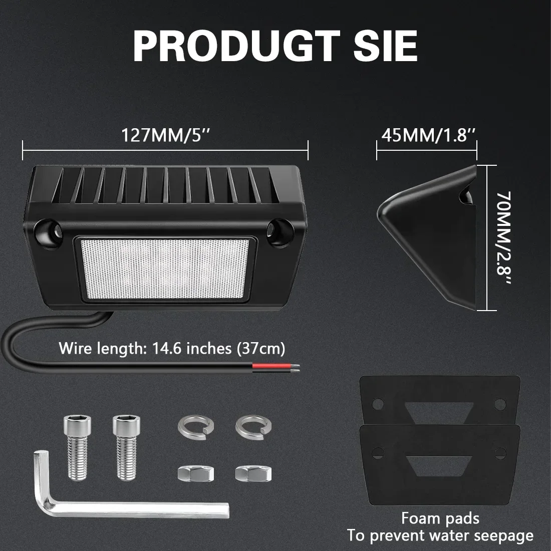 2pcs RV Exterior Porch Lights 5-Inch LED Utility Awning Light, 2100LM Exterior Lighting for Trucks Trailers Marine Boats Campers
