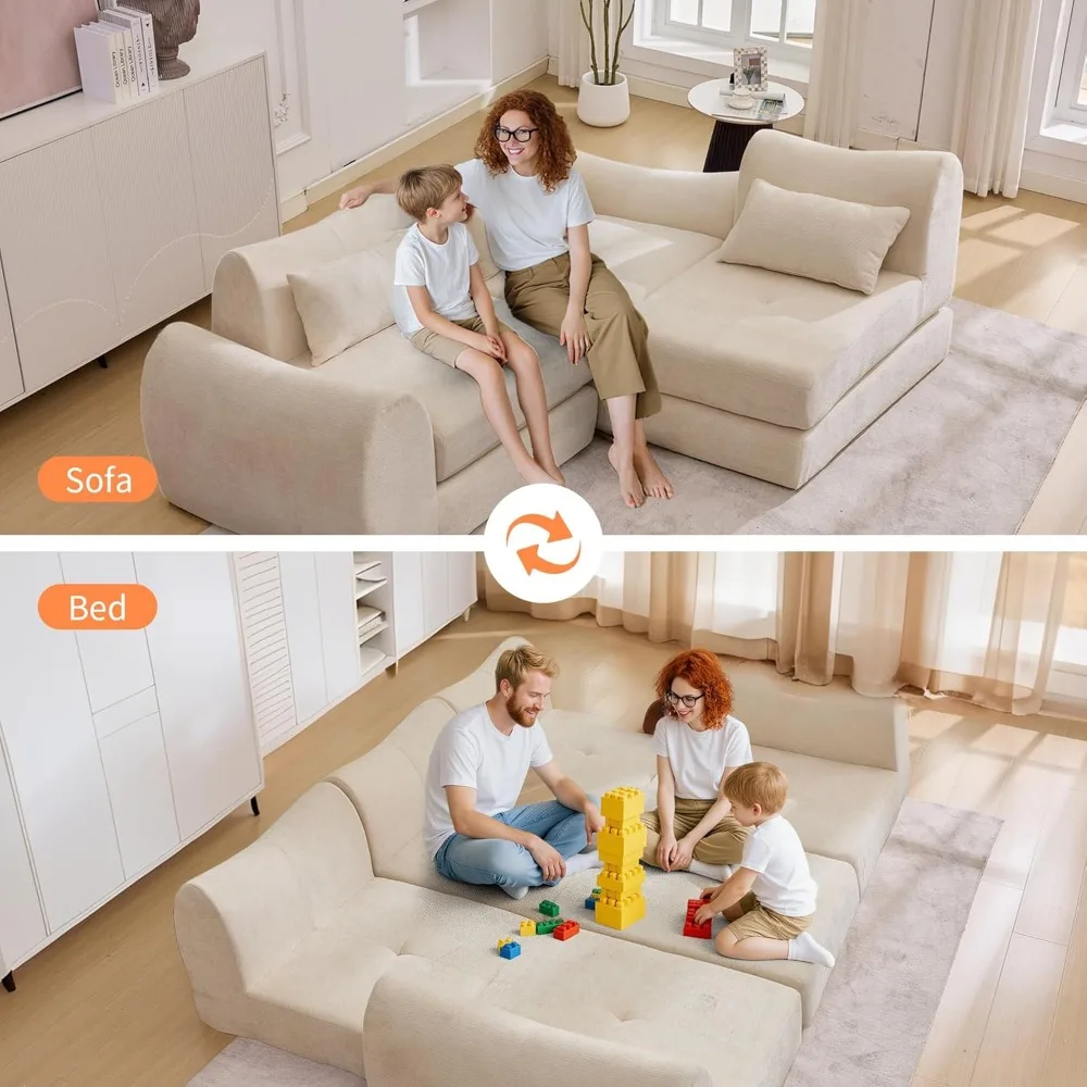 MAXMAXX 102 أريكة سحابة مقسمة وحدات، سرير أريكة قابل للتحويل 4 في 1، أريكة بدون عظم على الأرض، أريكة وسادة معيارية، مناسبة #3