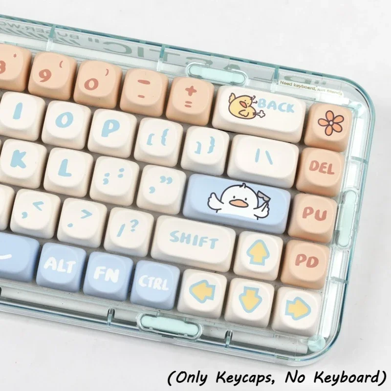 

Kawaii Duck Keycap Set Cute Duck Theme Pattern Keycaps MOA Height PBT Material Keycaps for Mechanical Keyboard Accessories