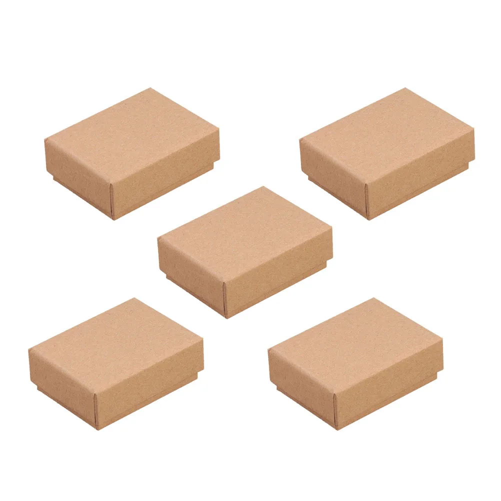 

5Pcs Kraft Paper Earrings Gift Boxes Square Jewelry Display Storage Cases Sponge Insert Wedding Party Packing Boxes