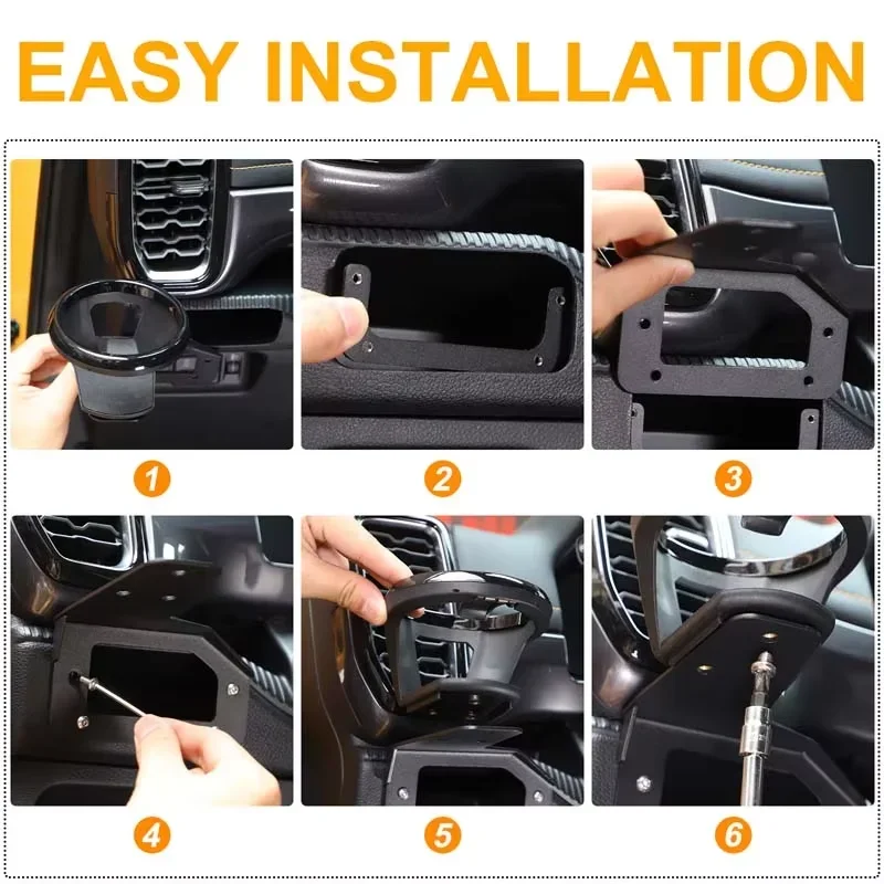 Carbon Steel Black 1Pcs For Ford Ranger 2023+ Car Dashboard Left Air Outlet Water Cup Holder Interior Modification Accessories
