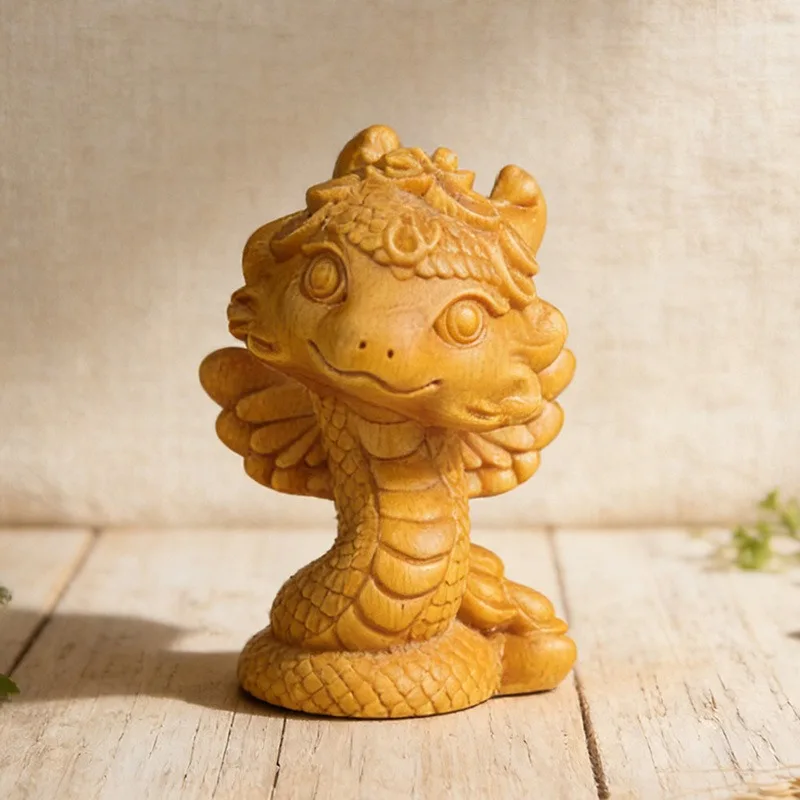 Adorno de Madera Tallada Bocote, Exquisita Figura de Serpiente del Zodíaco Chino, Mascota de Escritorio para Té, Decoración de Mueble de TV, Adorno de Animal de Madera