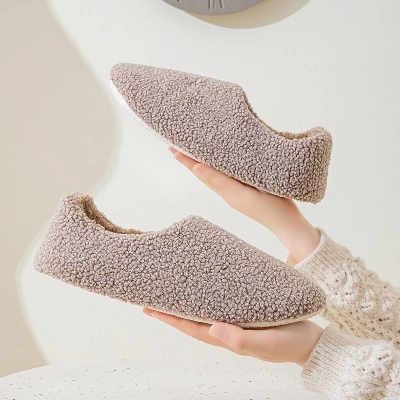 

Winter Fur Fluffy Slipper For Women Indoor Warm Plush House Cotton Shoes Couple Fashion Cozy Fuzzy Home Flat Slippers