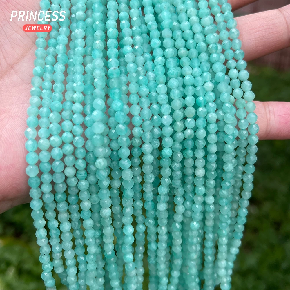 A++ Natural Mozambique Amazonite Faceted Beads 3 4 5mm Seed Beads for Jewelry Making Bracelets Wholesale DIY Accessories