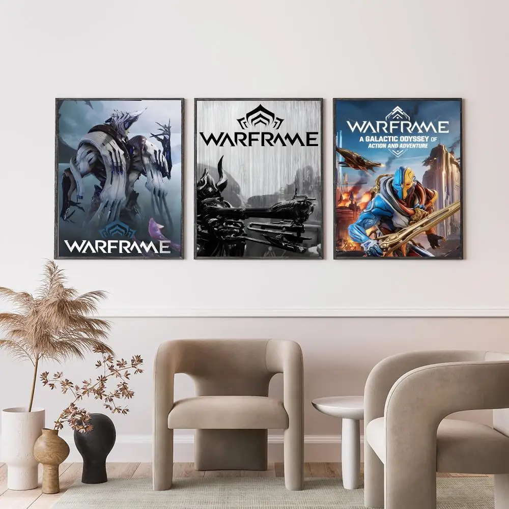 game Warframe Poster Poster HD Self-Adhesive Art Print Waterproof Wall Decor for Bedroom Living Room Decor Gift