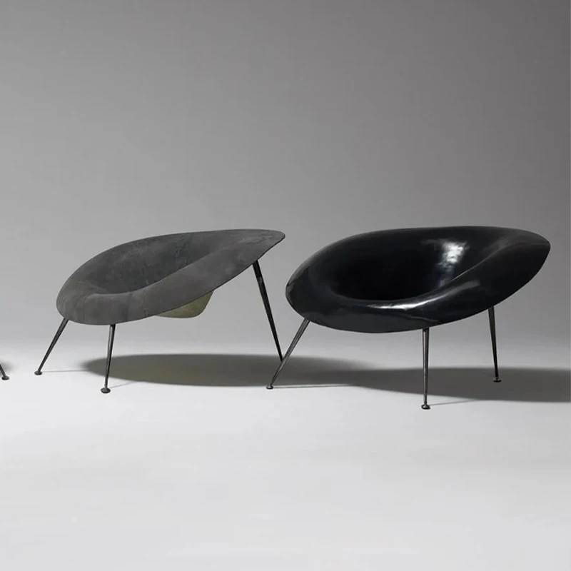 Sculptural Bowl Fiberglass Lounge Chair Modern Style Metal Legs
