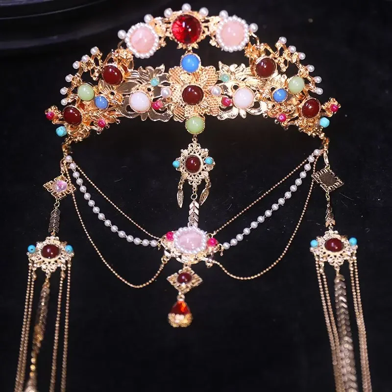 Banhado a ouro Tassel cabelo vara para mulheres, flores cadeia Headwear