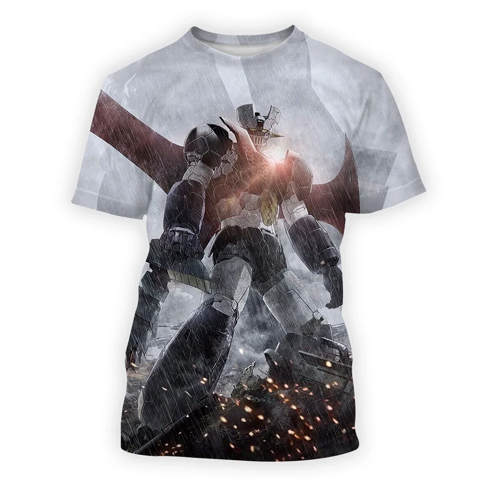 Summer T-shirt fashion Mazinger Z anime movie robots 3D printing men's casual round O-neck oversized tops