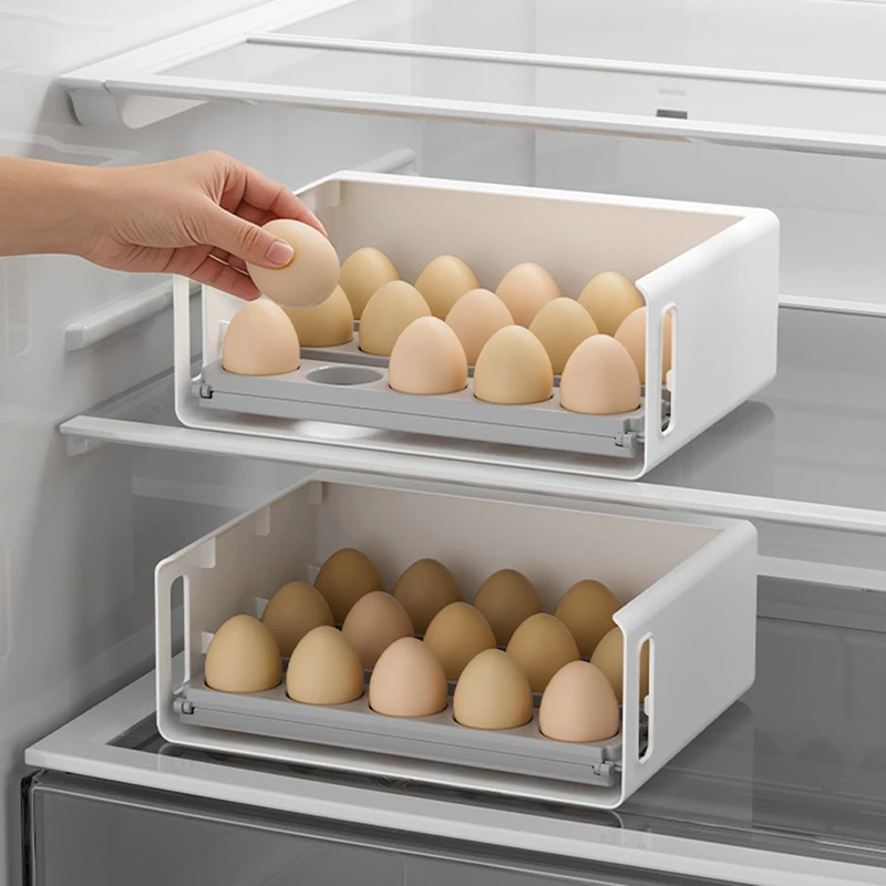 DT39 Foldable Egg Storage Box for Refrigerator Side Door 30 Egg Dispenser Organizer Fridge Holder
