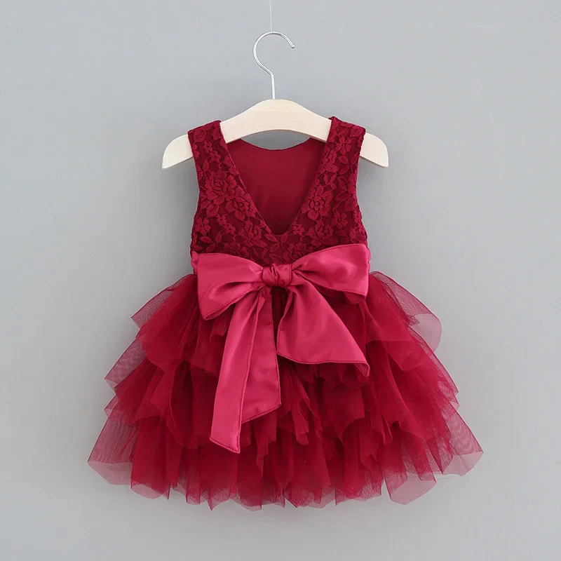 Sweet Gir Children's Dress 2023 Summer Girls Tutu Lace Fluffy Princess Dress Girls Party Dress O-Neck A-LINE Events